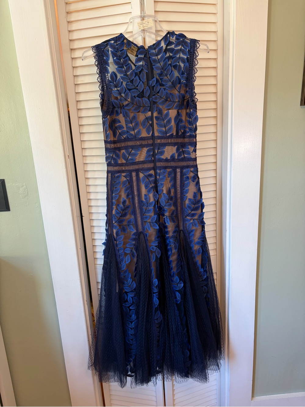 NWT Bronx and Banco Saba Navy Leaf Lace Midi Dress Size M - Picture 6 of 6